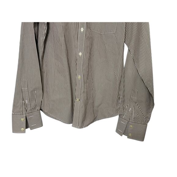 Abercrombie & Fitch Muscle Brown & White Stripe Button-Up Shirt Men's Large - Picture 4 of 8